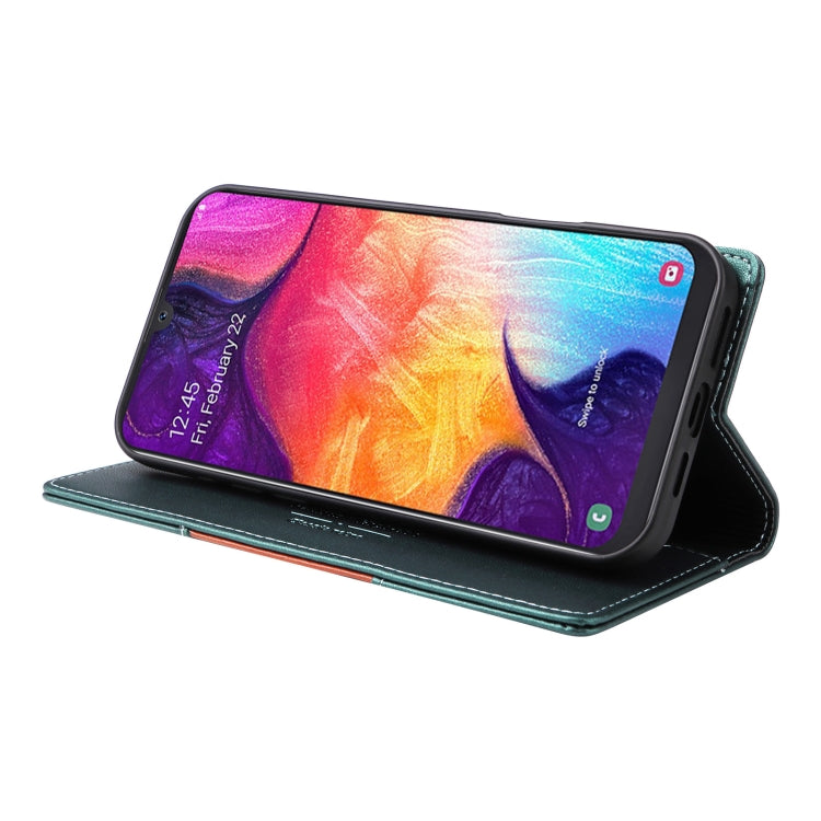 For Samsung Galaxy A50 GQUTROBE G01 RFID Anti-theft Leather Phone Case(Green)