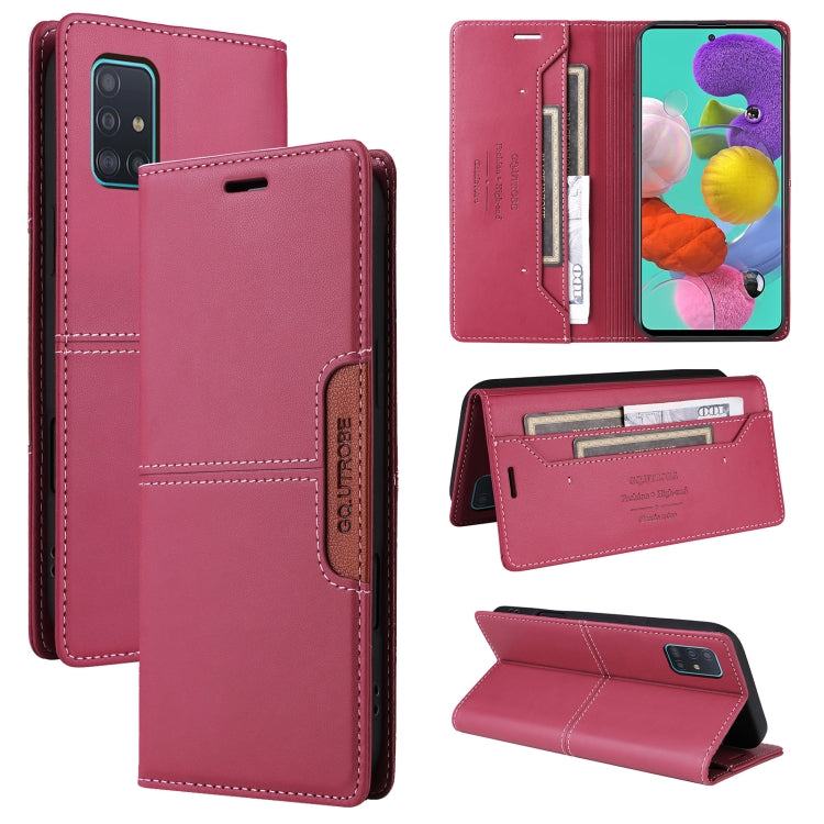 For Samsung Galaxy A51 4G GQUTROBE G01 RFID Anti-theft Leather Phone Case(Red)