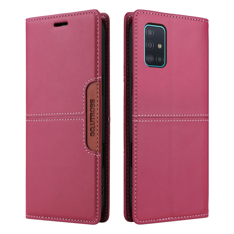 For Samsung Galaxy A51 4G GQUTROBE G01 RFID Anti-theft Leather Phone Case(Red)