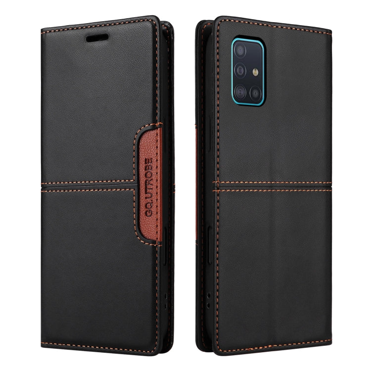 For Samsung Galaxy A51 4G GQUTROBE G01 RFID Anti-theft Leather Phone Case(Black)