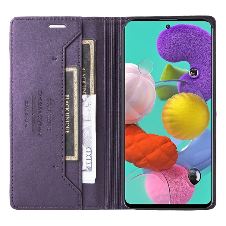 For Samsung Galaxy A51 4G GQUTROBE G01 RFID Anti-theft Leather Phone Case(Purple)