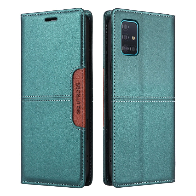 For Samsung Galaxy A51 4G GQUTROBE G01 RFID Anti-theft Leather Phone Case(Green)