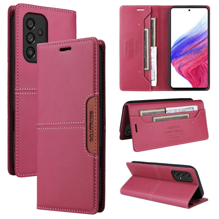 For Samsung Galaxy A52 GQUTROBE G01 RFID Anti-theft Leather Phone Case(Red)