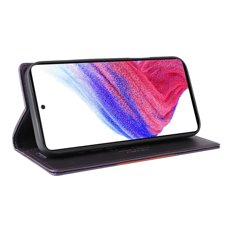 For Samsung Galaxy A52 GQUTROBE G01 RFID Anti-theft Leather Phone Case(Purple)