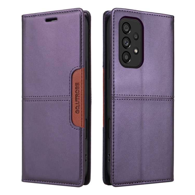 For Samsung Galaxy A53 5G GQUTROBE G01 RFID Anti-theft Leather Phone Case(Purple)