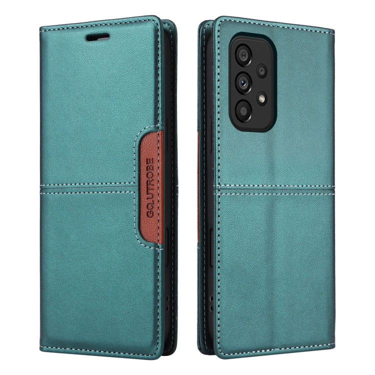 For Samsung Galaxy A53 5G GQUTROBE G01 RFID Anti-theft Leather Phone Case(Green)