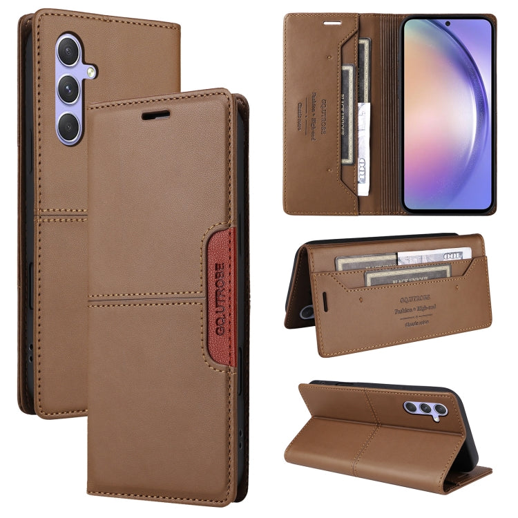 For Samsung Galaxy A54 5G GQUTROBE G01 RFID Anti-theft Leather Phone Case(Brown)