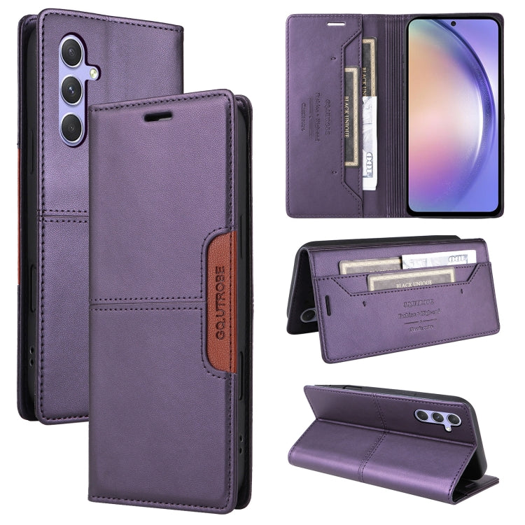 For Samsung Galaxy A54 5G GQUTROBE G01 RFID Anti-theft Leather Phone Case(Purple)