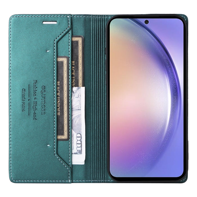 For Samsung Galaxy A54 5G GQUTROBE G01 RFID Anti-theft Leather Phone Case(Green)