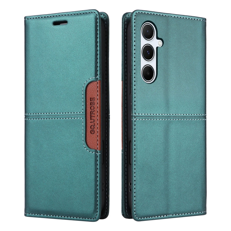 For Samsung Galaxy A55 5G GQUTROBE G01 RFID Anti-theft Leather Phone Case(Green)