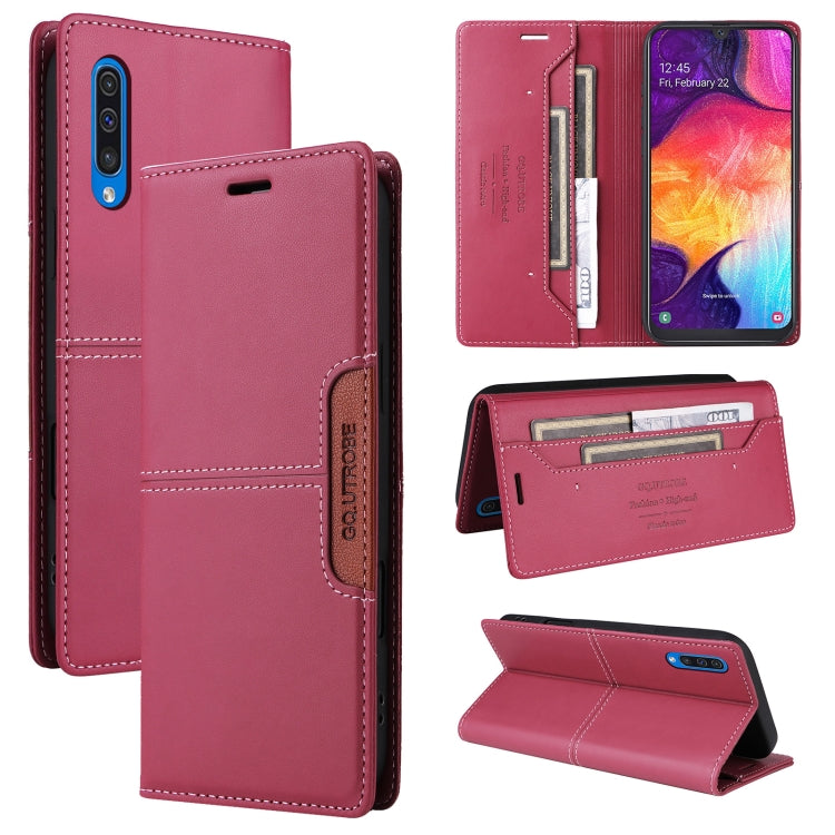 For Samsung Galaxy A70 GQUTROBE G01 RFID Anti-theft Leather Phone Case(Red)