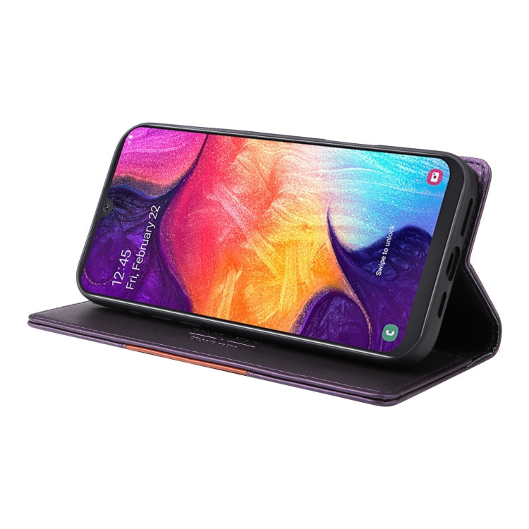 For Samsung Galaxy A70 GQUTROBE G01 RFID Anti-theft Leather Phone Case(Purple)