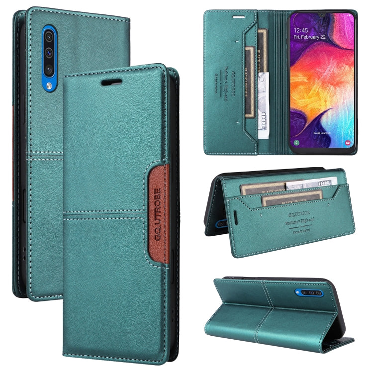 For Samsung Galaxy A70 GQUTROBE G01 RFID Anti-theft Leather Phone Case(Green)