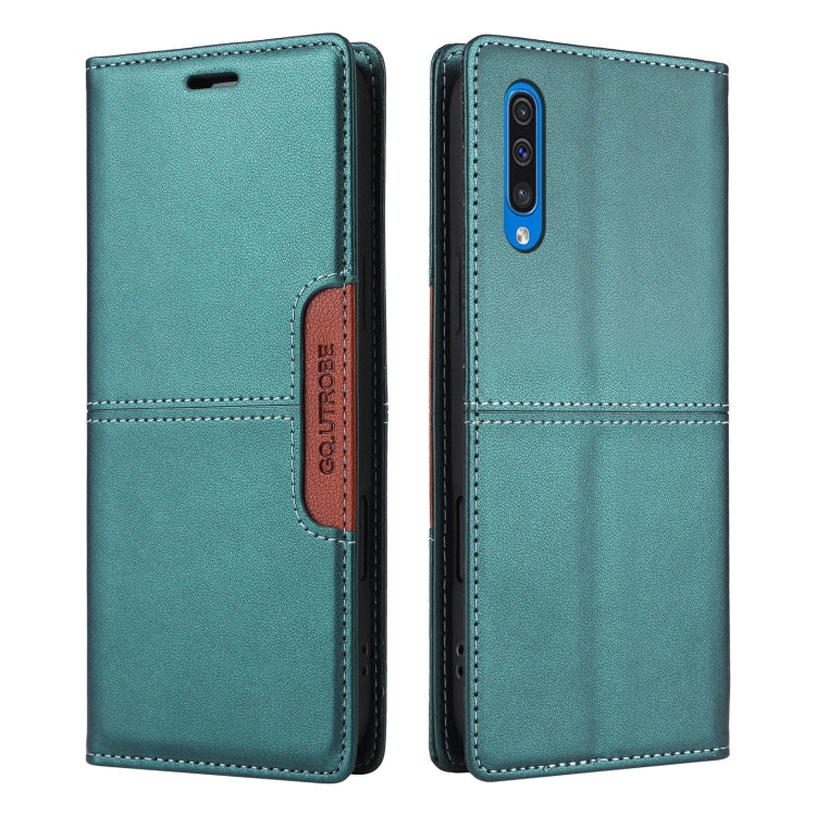 For Samsung Galaxy A70 GQUTROBE G01 RFID Anti-theft Leather Phone Case(Green)