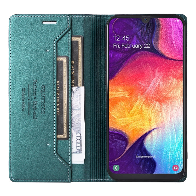 For Samsung Galaxy A70 GQUTROBE G01 RFID Anti-theft Leather Phone Case(Green)