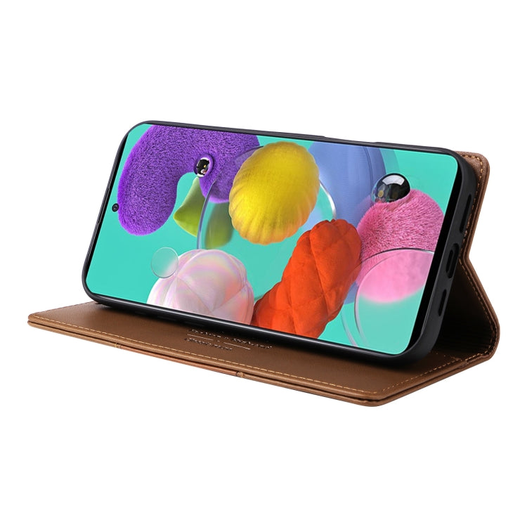 For Samsung Galaxy A71 4G GQUTROBE G01 RFID Anti-theft Leather Phone Case(Brown)