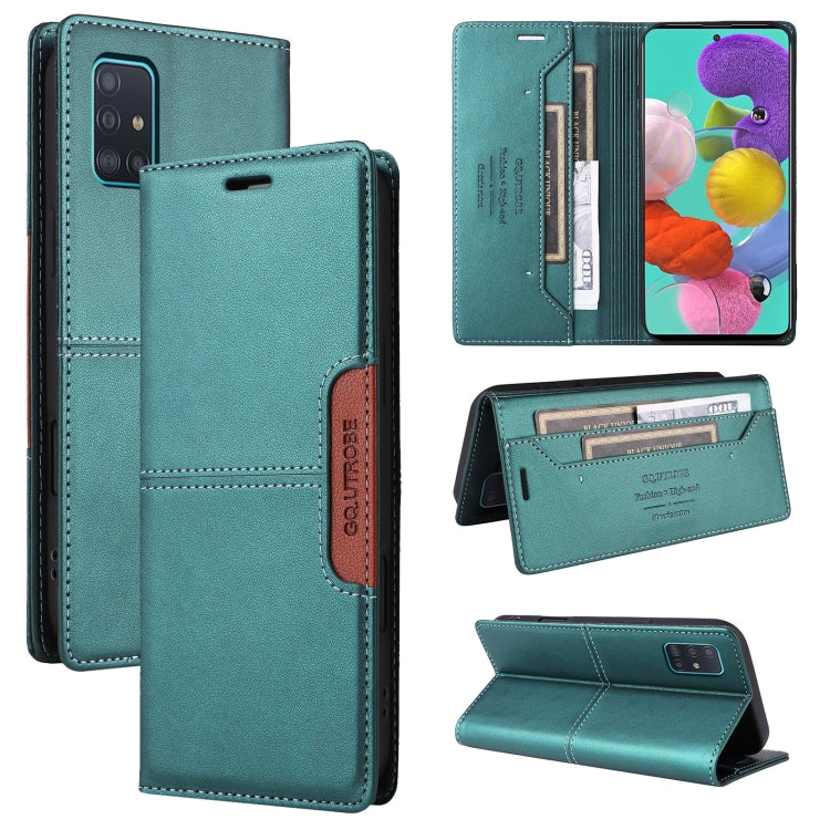 For Samsung Galaxy A71 4G GQUTROBE G01 RFID Anti-theft Leather Phone Case(Green)