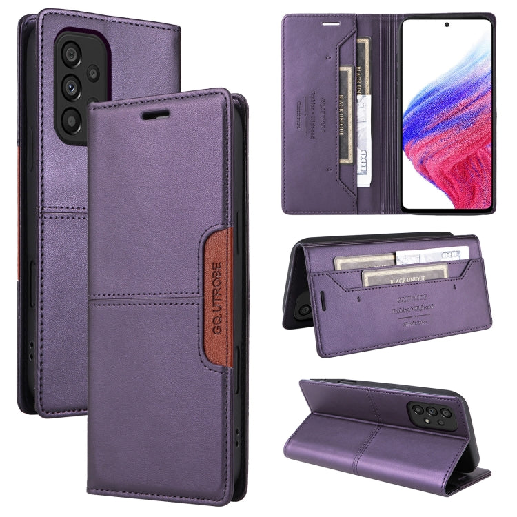 For Samsung Galaxy A72 GQUTROBE G01 RFID Anti-theft Leather Phone Case(Purple)