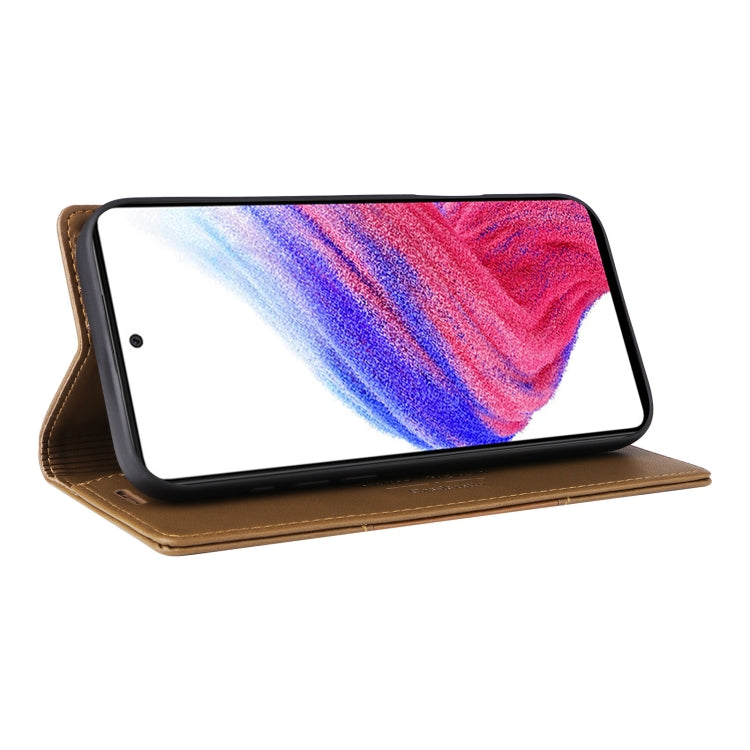 For Samsung Galaxy A73 5G GQUTROBE G01 RFID Anti-theft Leather Phone Case(Brown)