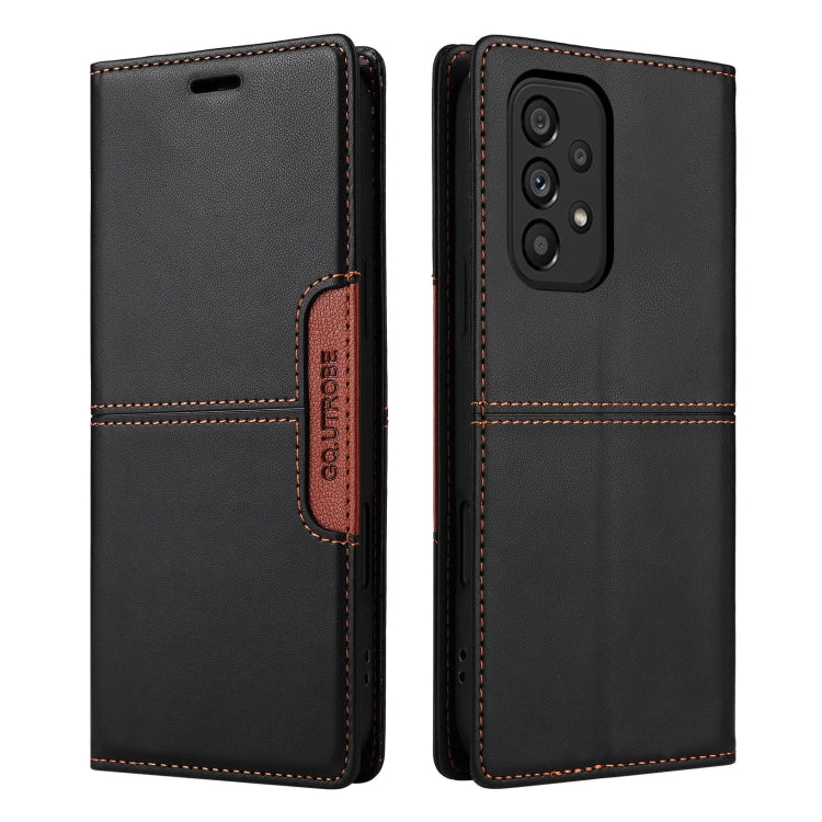 For Samsung Galaxy A73 5G GQUTROBE G01 RFID Anti-theft Leather Phone Case(Black)