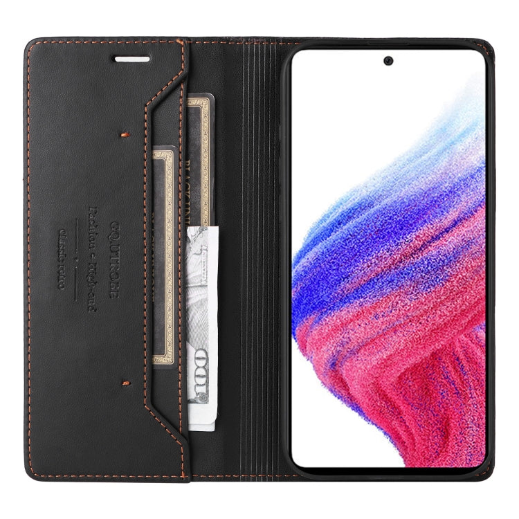 For Samsung Galaxy A73 5G GQUTROBE G01 RFID Anti-theft Leather Phone Case(Black)
