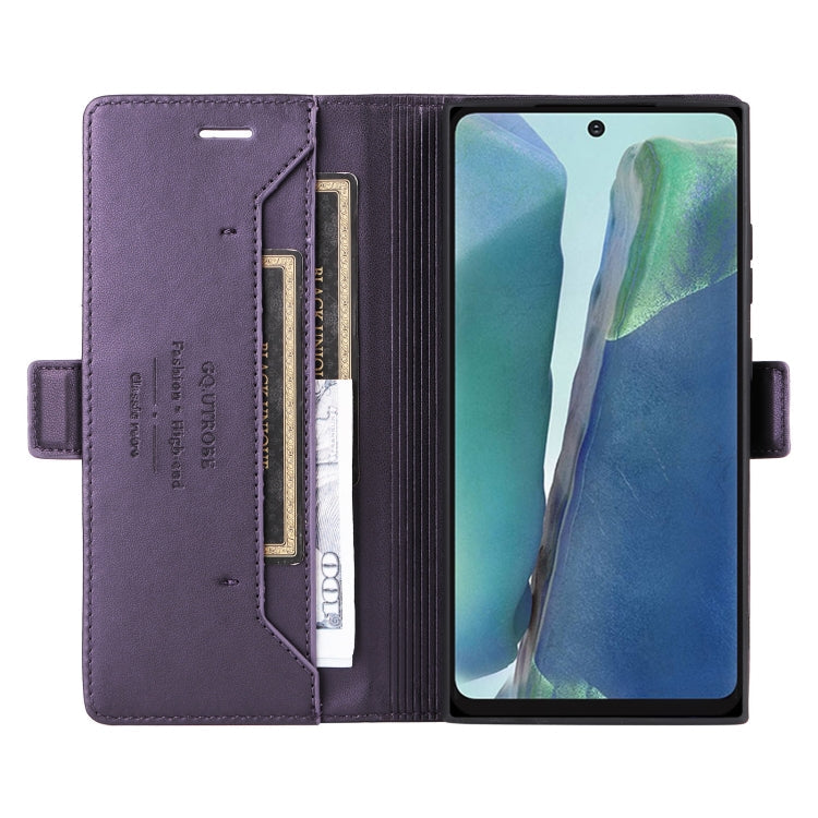 For Samsung Galaxy Note20 GQUTROBE G01 RFID Anti-theft Leather Phone Case(Purple)