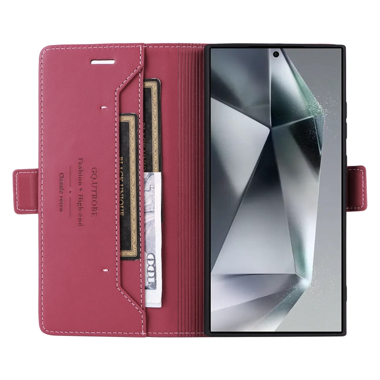 For Samsung Galaxy S22 Ultra 5G GQUTROBE G01 RFID Anti-theft Leather Phone Case(Red)