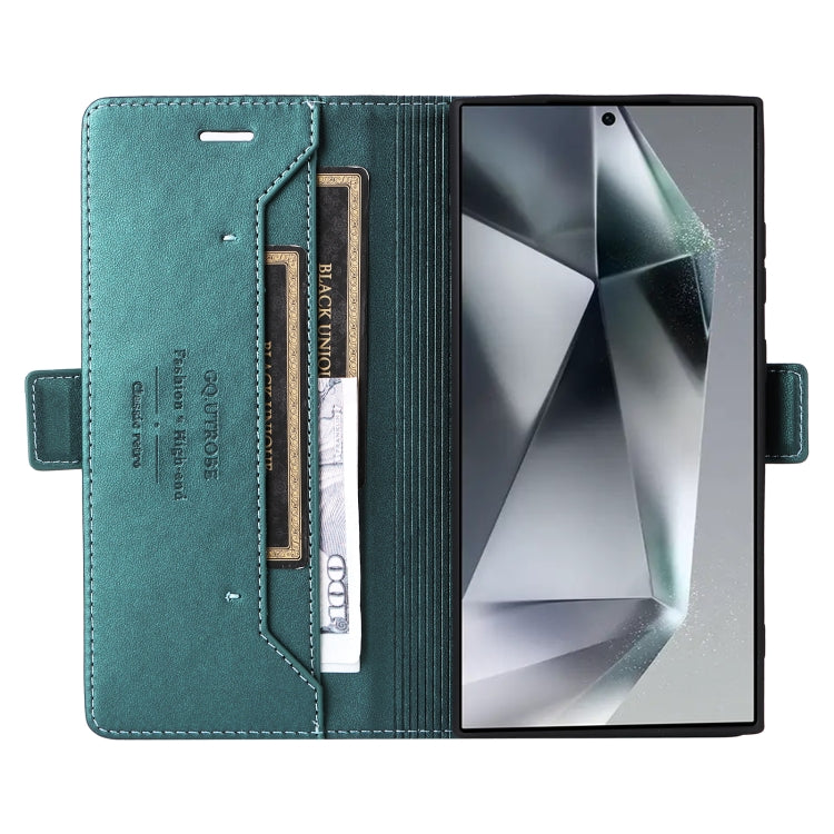 For Samsung Galaxy S22 Ultra 5G GQUTROBE G01 RFID Anti-theft Leather Phone Case(Green)