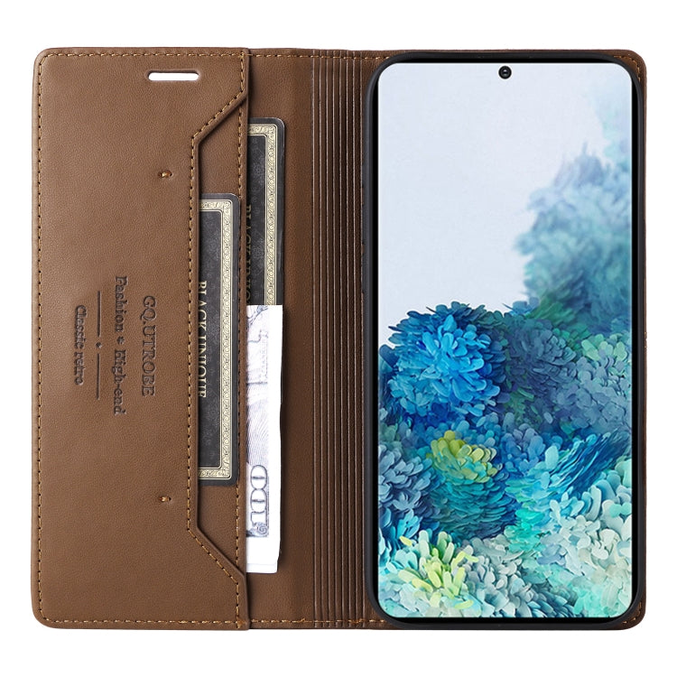 For Samsung Galaxy S20+ GQUTROBE G01 RFID Anti-theft Leather Phone Case(Brown)