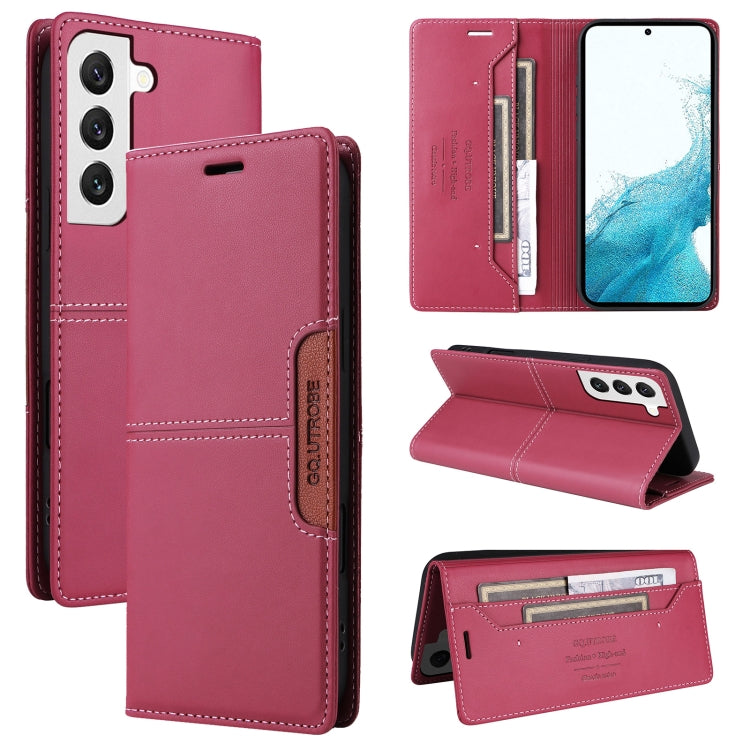 For Samsung Galaxy S21 FE 5G GQUTROBE G01 RFID Anti-theft Leather Phone Case(Red)