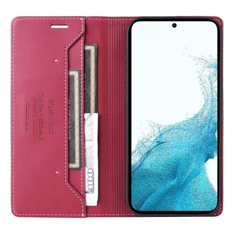 For Samsung Galaxy S21 FE 5G GQUTROBE G01 RFID Anti-theft Leather Phone Case(Red)