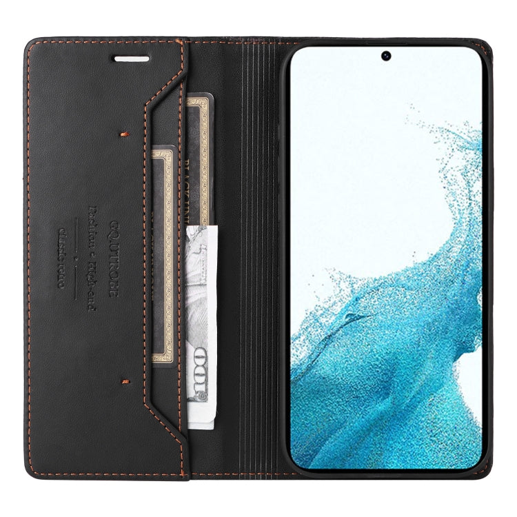 For Samsung Galaxy S21 FE 5G GQUTROBE G01 RFID Anti-theft Leather Phone Case(Black)