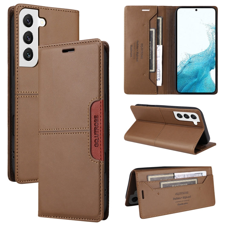 For Samsung Galaxy S21+ 5G GQUTROBE G01 RFID Anti-theft Leather Phone Case(Brown)
