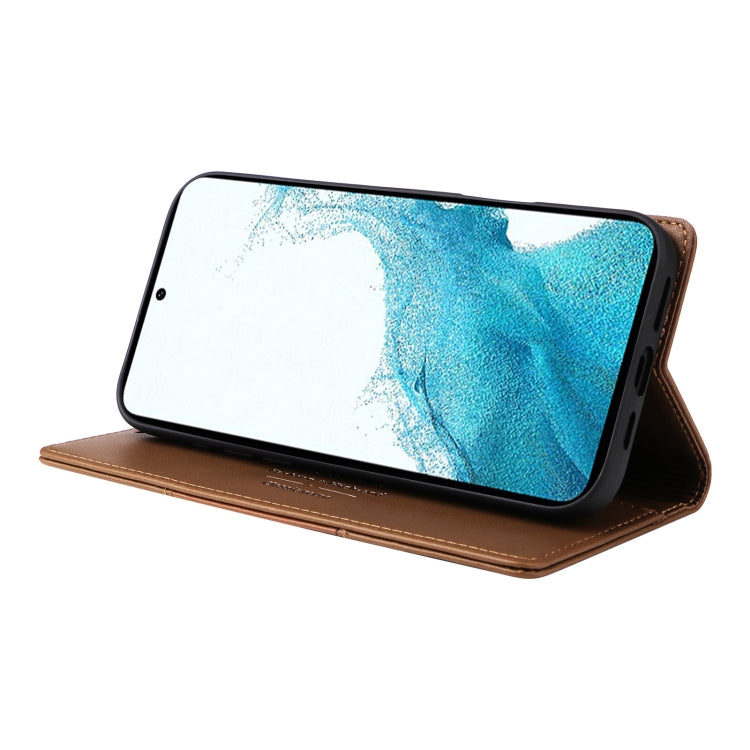 For Samsung Galaxy S21+ 5G GQUTROBE G01 RFID Anti-theft Leather Phone Case(Brown)