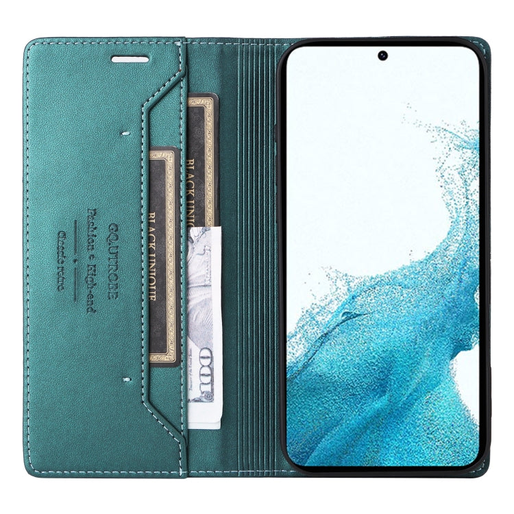 For Samsung Galaxy S22 5G GQUTROBE G01 RFID Anti-theft Leather Phone Case(Green)