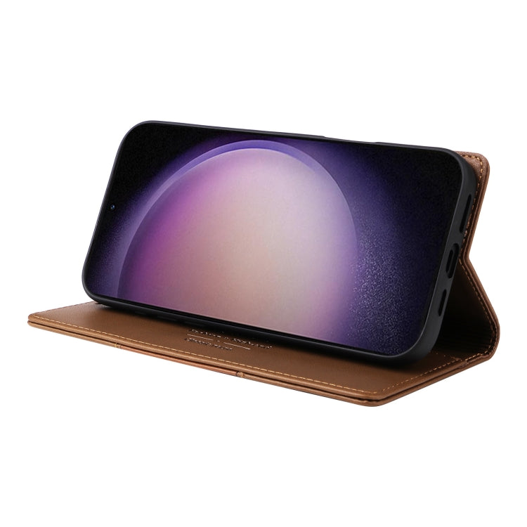 For Samsung Galaxy S23 5G GQUTROBE G01 RFID Anti-theft Leather Phone Case(Brown)