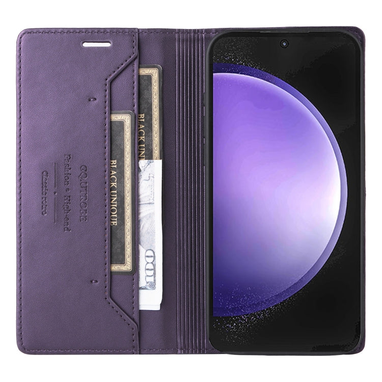 For Samsung Galaxy S23 FE 5G GQUTROBE G01 RFID Anti-theft Leather Phone Case(Purple)