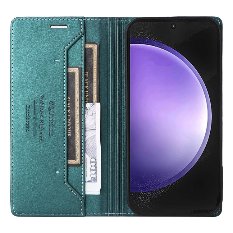 For Samsung Galaxy S23 FE 5G GQUTROBE G01 RFID Anti-theft Leather Phone Case(Green)
