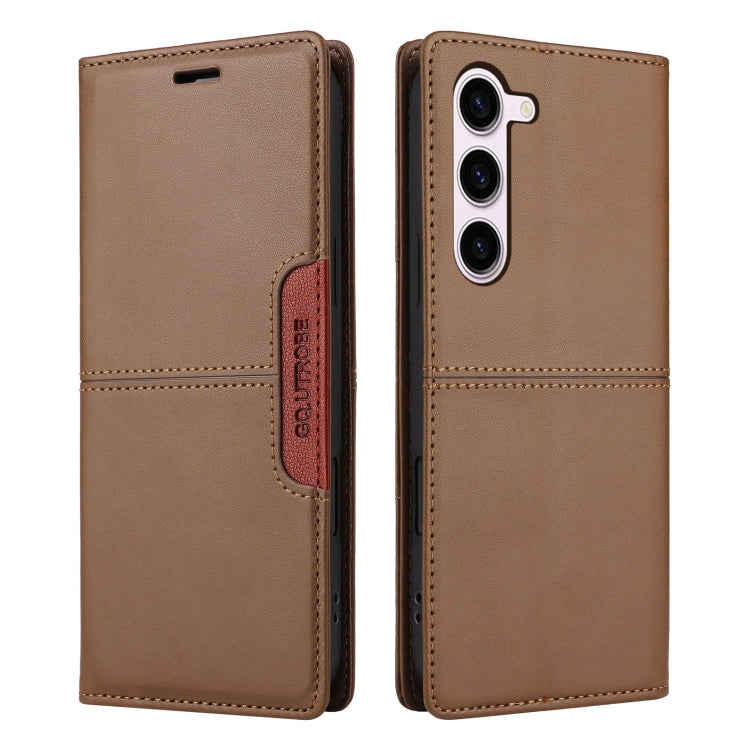 For Samsung Galaxy S23+ 5G GQUTROBE G01 RFID Anti-theft Leather Phone Case(Brown)