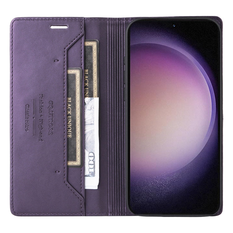 For Samsung Galaxy S23+ 5G GQUTROBE G01 RFID Anti-theft Leather Phone Case(Purple)