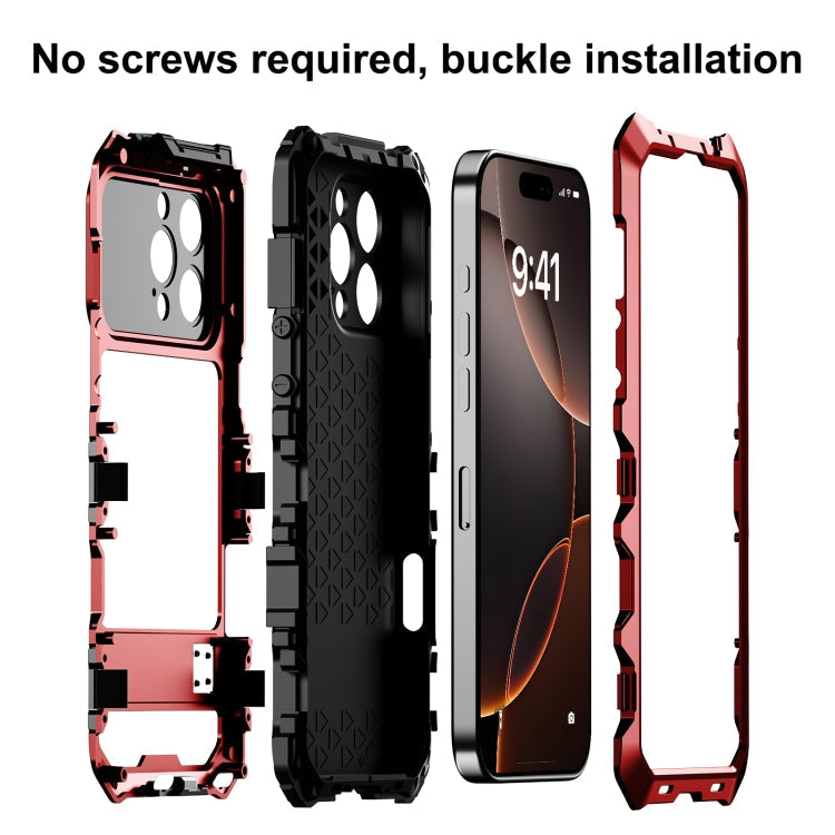 For iPhone 16 Pro Max R-JUST Life Waterproof Dustproof Shockproof Phone Case(Red)