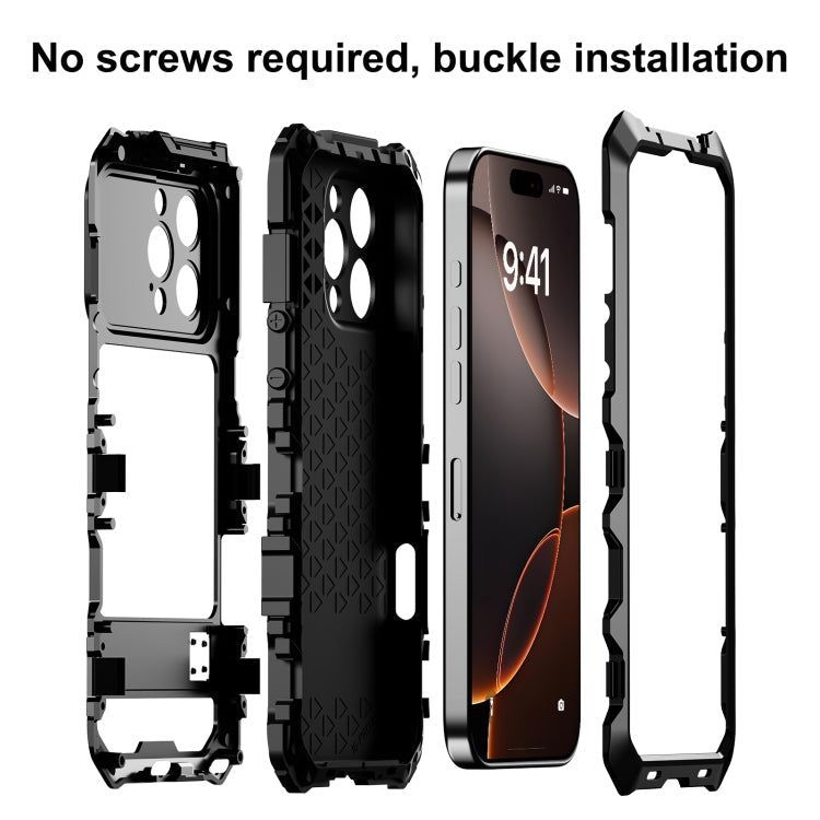 For iPhone 16 Pro R-JUST Life Waterproof Dustproof Shockproof Phone Case(Black)