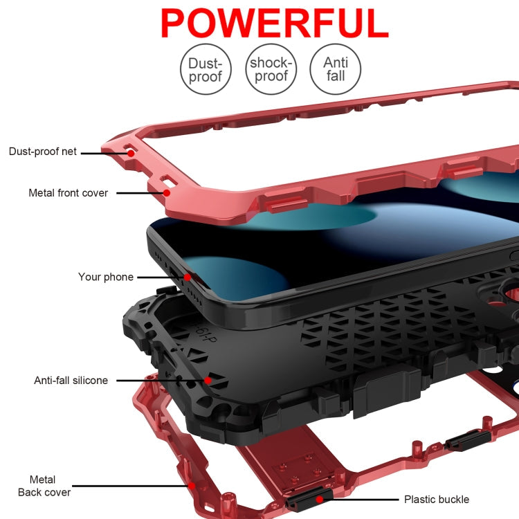 For iPhone 15 Pro Max R-JUST Life Waterproof Dustproof Shockproof Phone Case(Red)