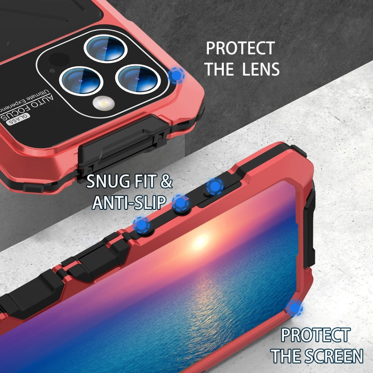 For iPhone 15 Pro Max R-JUST Life Waterproof Dustproof Shockproof Phone Case(Red)