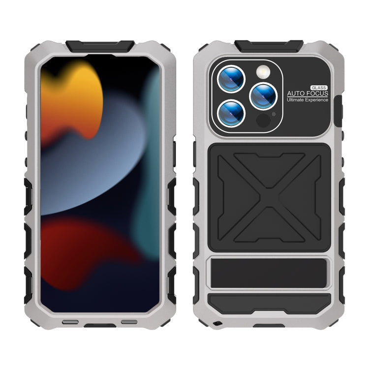 For iPhone 15 Pro Max R-JUST Life Waterproof Dustproof Shockproof Phone Case(Silver)