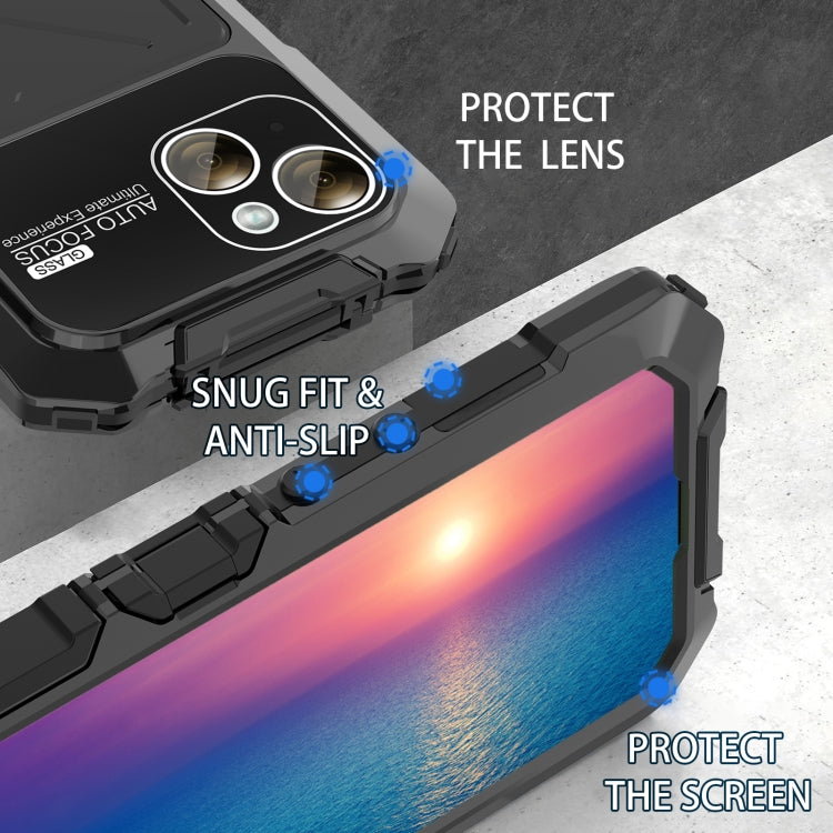 For iPhone 15 Plus R-JUST Life Waterproof Dustproof Shockproof Phone Case(Black)