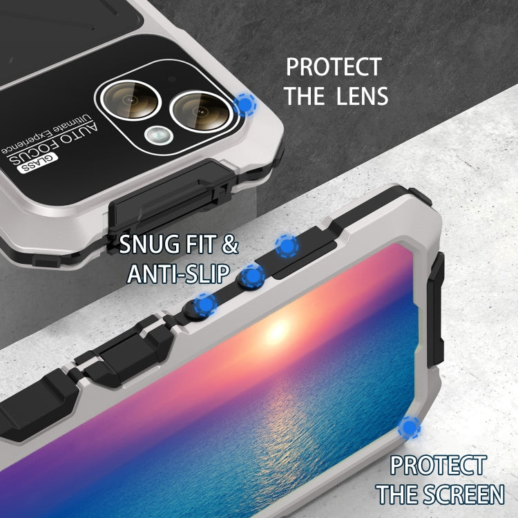 For iPhone 15 Plus R-JUST Life Waterproof Dustproof Shockproof Phone Case(Silver)