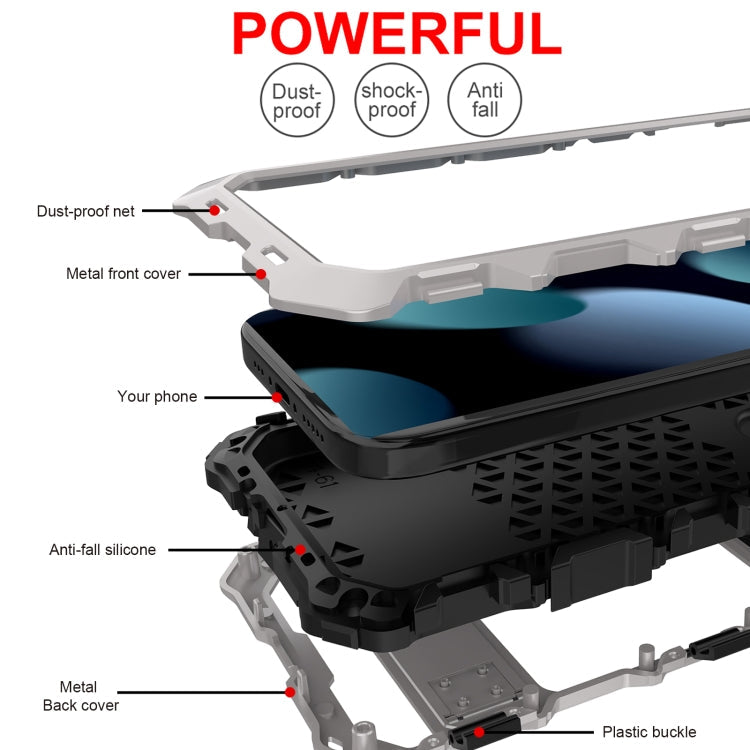 For iPhone 15 R-JUST Life Waterproof Dustproof Shockproof Phone Case(Silver)