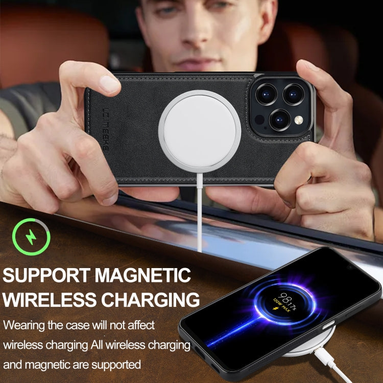 For iPhone 16 Pro Max LC.IMEEKE L3 Series Detachable RFID Card Bag Magsafe Phone Case(Black)