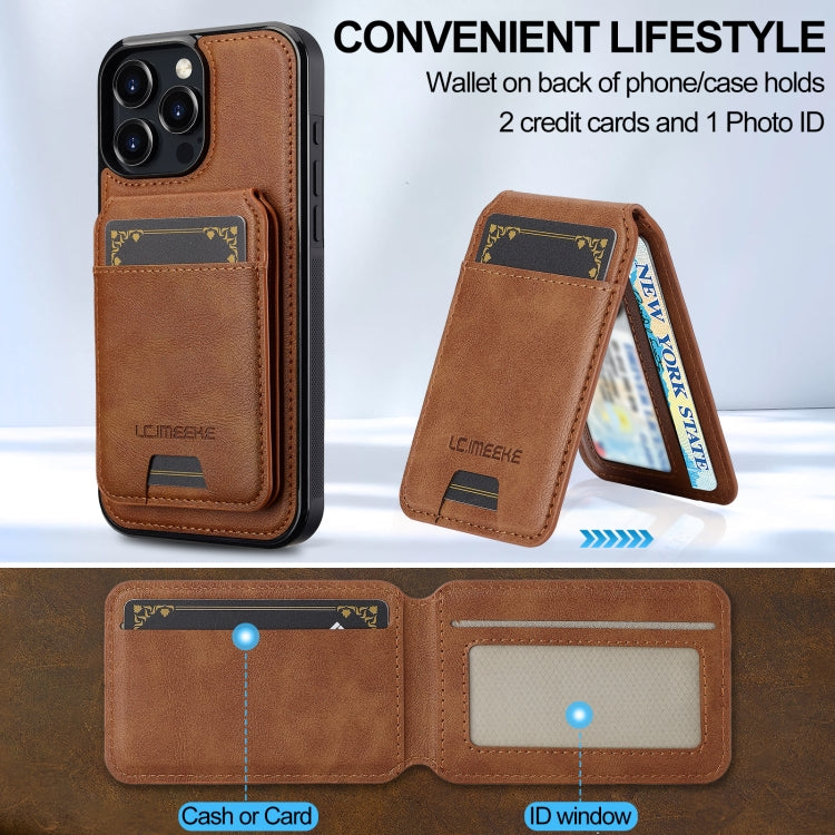 For iPhone 16 Pro Max LC.IMEEKE L3 Series Detachable RFID Card Bag Magsafe Phone Case(Brown)